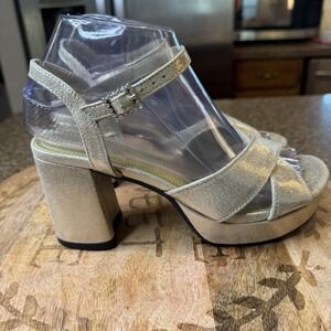 Kenneth Cole Reaction‎ Shoes Womens 6 Gold Reeva Platform Block Heel Sandals